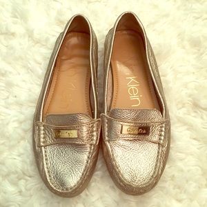 Champagne leather Calvin Klein flats